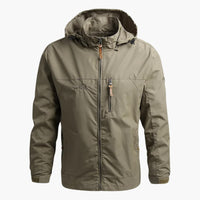 Herrenjacke mit Kapuze und Reißverschluss für Herrenmode – Khaki