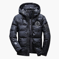 Herrenjacke mit Reißverschluss Kapuze und Taschen – Schwarz