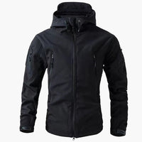 Herrenjacke mit Reißverschlusstaschen und Kapuze – Schwarz