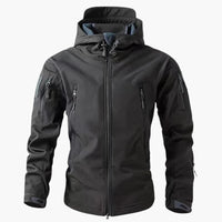Herrenjacke mit Reißverschlusstaschen und Kapuze – Grau