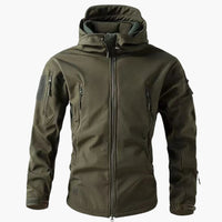 Herrenjacke mit Reißverschlusstaschen und Kapuze – Grün