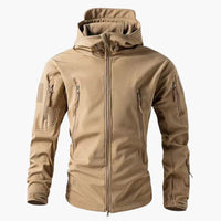 Herrenjacke mit Reißverschlusstaschen und Kapuze – Khaki