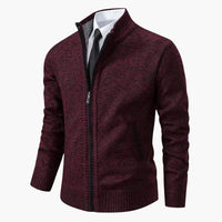 Herrenjacke mit Stehkragen und Frontreißverschluss – Rotwein
