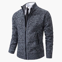Herrenjacke mit Stehkragen und Frontreißverschluss – Dunkelgrau