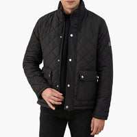 Herrenjacke mit Steppung und Druckknopfverschluss – Schwarz