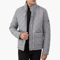 Herrenjacke mit Steppung und Druckknopfverschluss – Grau