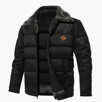 Herrenjacke mit Steppung und Kunstfellkragen – Schwarz