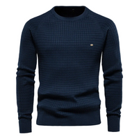 Herrenpullover Strick Rundhals Warm Gemütlich Baumwolle – Marine