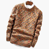 Herren pullover mit Rundhalsausschnitt und strukturierter Oberfläche – Orange