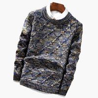Herren pullover mit Rundhalsausschnitt und strukturierter Oberfläche – Blau
