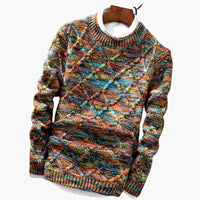 Herren pullover mit Rundhalsausschnitt und strukturierter Oberfläche – Mehrfarbig