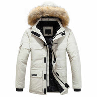 Klesronis | Herren Winterparka mit Fellkragen – Elfenbeinweiß