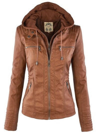 Heidi-Mode | Lederjacke mit Kapuze für Frauen – Kaki