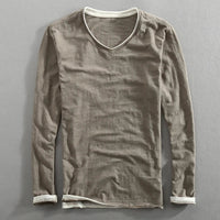 Bastian | Langarm V-Ausschnitt T-Shirt – Grau