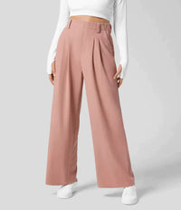 Palazzohosen für Damen - Elegante Weite Sommerhosen mit Gummizug für den Sommer – Helles Rosa