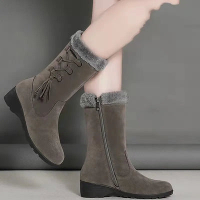 Giseline | Moderne Damenstiefel mit Fleecefutter und seitlichem Reißverschluss – Winter 2024 Edition
