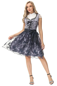 Damen Bayerisches Oktoberfest Dirndl Kleid – Schwarz