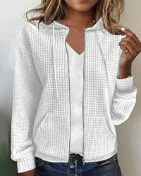 Stylischer Kapuzenpullover für Damen | Langarm – Weiß