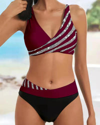 Mona - Hete Bikini mit Print – Weinrot