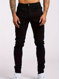 Herren Schmale Passform Stretch Jeans | Bequeme – Schwarz