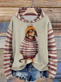 Kuscheliger Damen-Kapuzenpullover mit niedlichem Hundemotiv – Rot