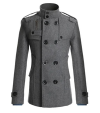 Herren Wintermantel - Eleganter Trenchcoat mit Stehkragen und Wärmeabdichtung – Grau