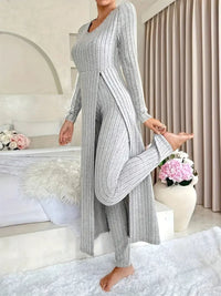 Zayda – Elegantes Zweiteiliges Strick Set – Grau