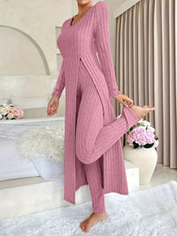 Zayda – Elegantes Zweiteiliges Strick Set – Rosa
