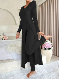 Zayda – Elegantes Zweiteiliges Strick Set – Schwarz