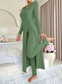 Zayda – Elegantes Zweiteiliges Strick Set – Grün