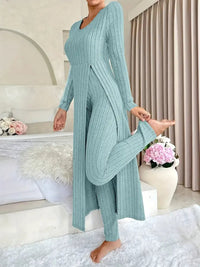Zayda – Elegantes Zweiteiliges Strick Set – Hellgrün