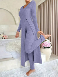 Zayda – Elegantes Zweiteiliges Strick Set – Hellviolett