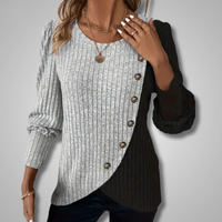 Nora | Damen Longsleeve elegant und zeitlos – Grau
