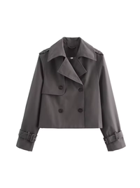 Damen Trenchcoat mit Reverskragen und Gürtelmanschetten – Grau