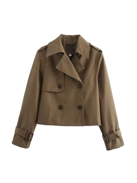 Damen Trenchcoat mit Reverskragen und Gürtelmanschetten – Braun
