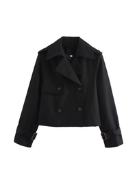Damen Wasserdichter Trenchcoat | Mit Gürtel Manschetten und Reverskragen – Schwarz