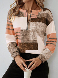 Tricia™ – Sweatshirt mit Grafikprint und Reißverschluss – Orange