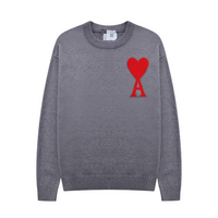 Heidi-Mode | Herz gestickter Pullover – Dunkelgrau