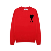 Heidi-Mode | Herz gestickter Pullover – Rot/Schwarz