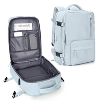 Unisex Anti-Diebstahl Reiserucksack | Mit Reißverschluss – Hellblau