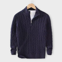 Lorenzo - Gemütlicher & Eleganter Half-Zip Pullover – Dunkelblau