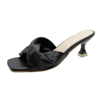 Damen Elegante Hineinschlüpfen Sandalen | Bequeme – Schwarz