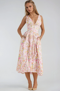 Soraya | Elegantes Sommer Kleid – Rosa geblümt