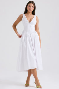 Tilda | Zeitloses Midi-Kleid – Weiß