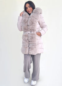 Crusk | Winterjacke mit Kunstfell – Beige