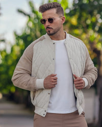 Ruben | Panelled Hybrid Bomberjacke – Beige