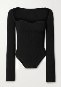 Damen Schwarz Gestrickt Lang Shirt – Schwarz
