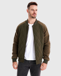 Ruben | Panelled Hybrid Bomberjacke – Oliv