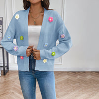 Bersha Flower Sommerweste | 3D Floral bestickte Damen Sommerweste – Blau