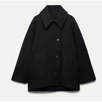 Jazzy | Oversize Wollmantel für stilvolle Winterlooks – Schwarz